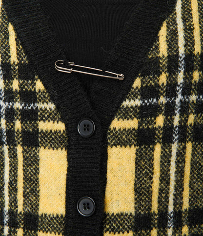 Hell Bunny Yellow & Black Plaid Cardigan - Unique Vintage - Womens, TOPS, SWEATERS
