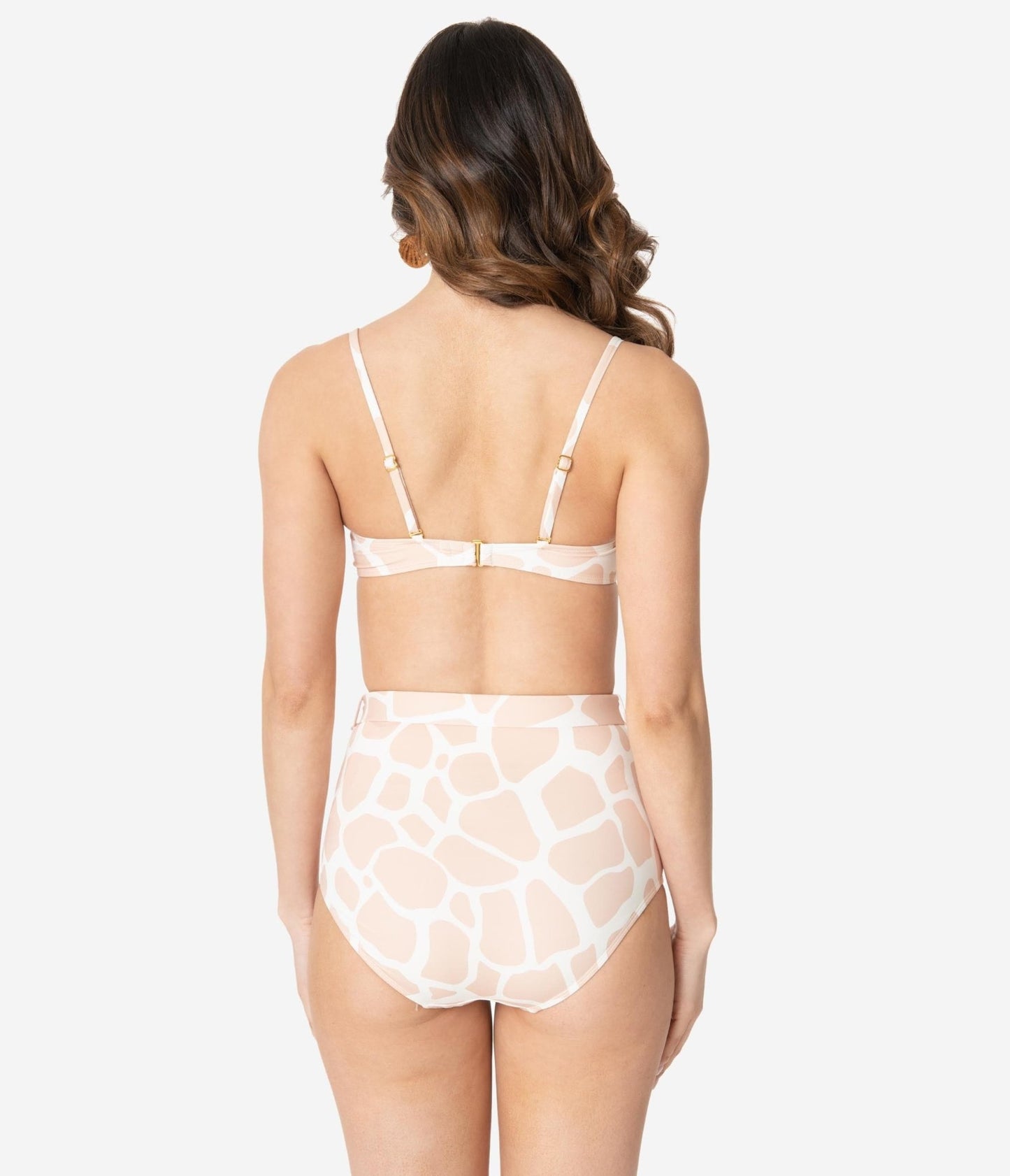 Kingdom & State Beige & White Giraffe Print Swim Top - Unique Vintage - Womens, SWIM, TOP