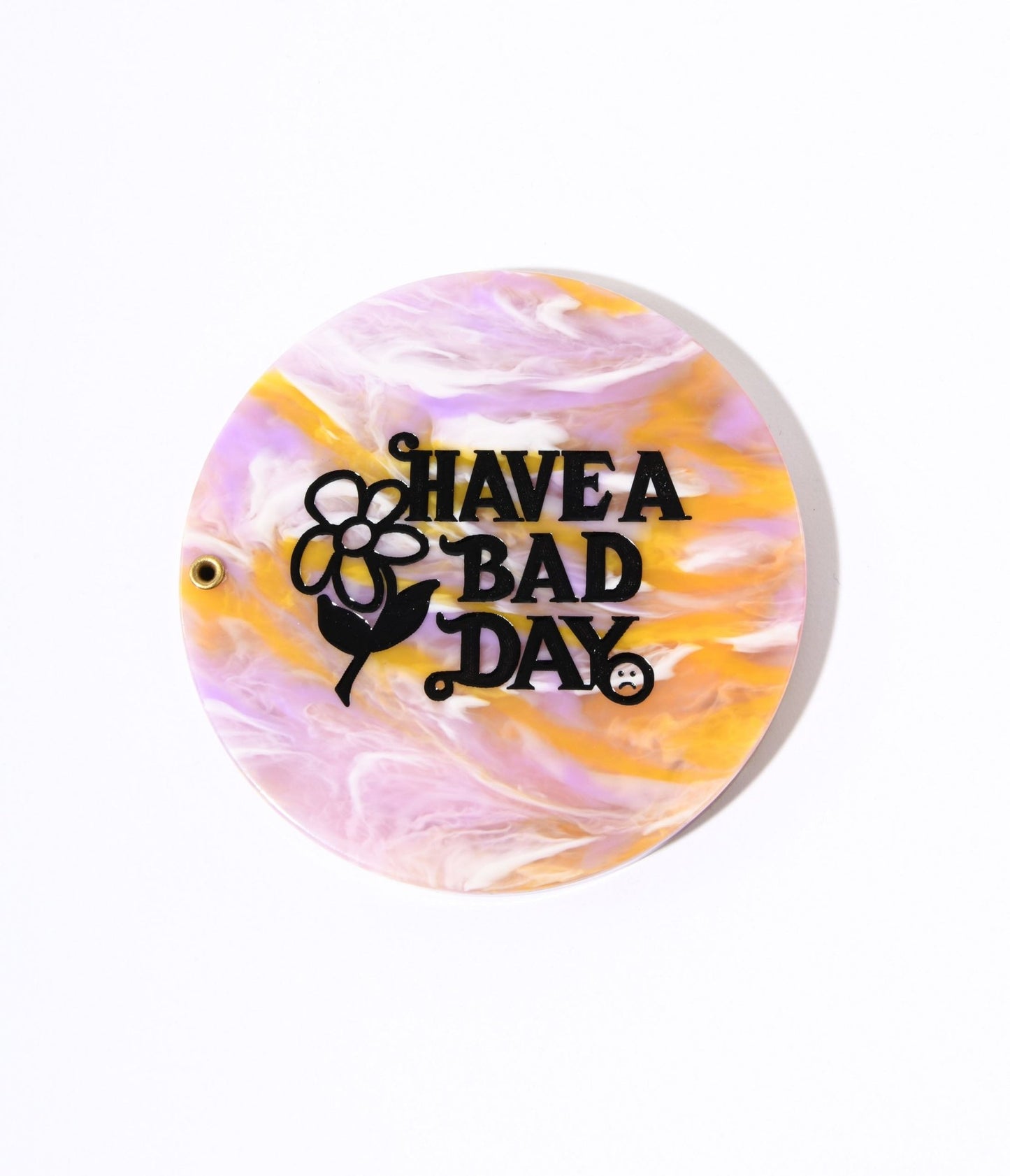 Lavender & Orange Marble Have A Bad Day Compact Pocket Mirror - Unique Vintage - Womens, ACCESSORIES, MAKEUP