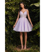 Cinderella Divine  Lavender Tulle & Corset Applique Mini Prom Dress