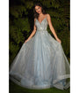 Cinderella Divine  Light Blue Beaded Embellished Glitter Tulle Prom Dress