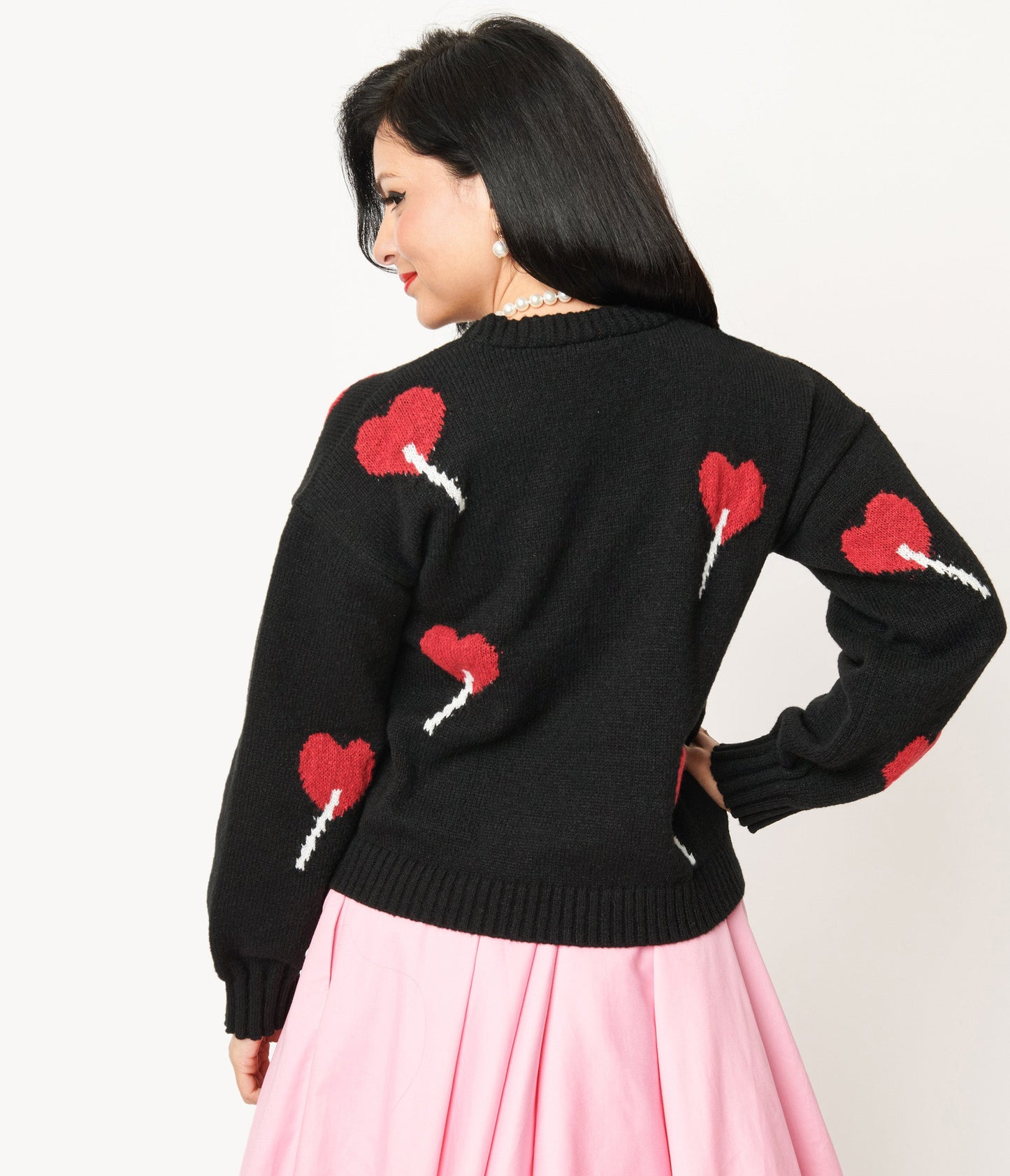 Magnolia Place Black Heart Lollipop Open Cardigan - Unique Vintage - Womens, TOPS, SWEATERS