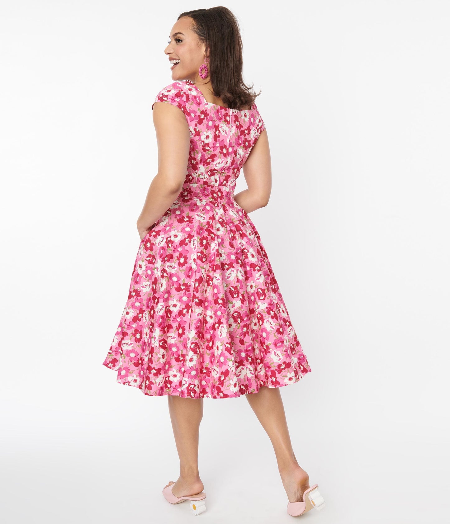 Magnolia Place Pink Floral Anna Swing Dress - Unique Vintage - Womens, DRESSES, SWING