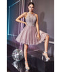 Cinderella Divine  Mauve Beaded Lace Ballerina Homecoming Dress