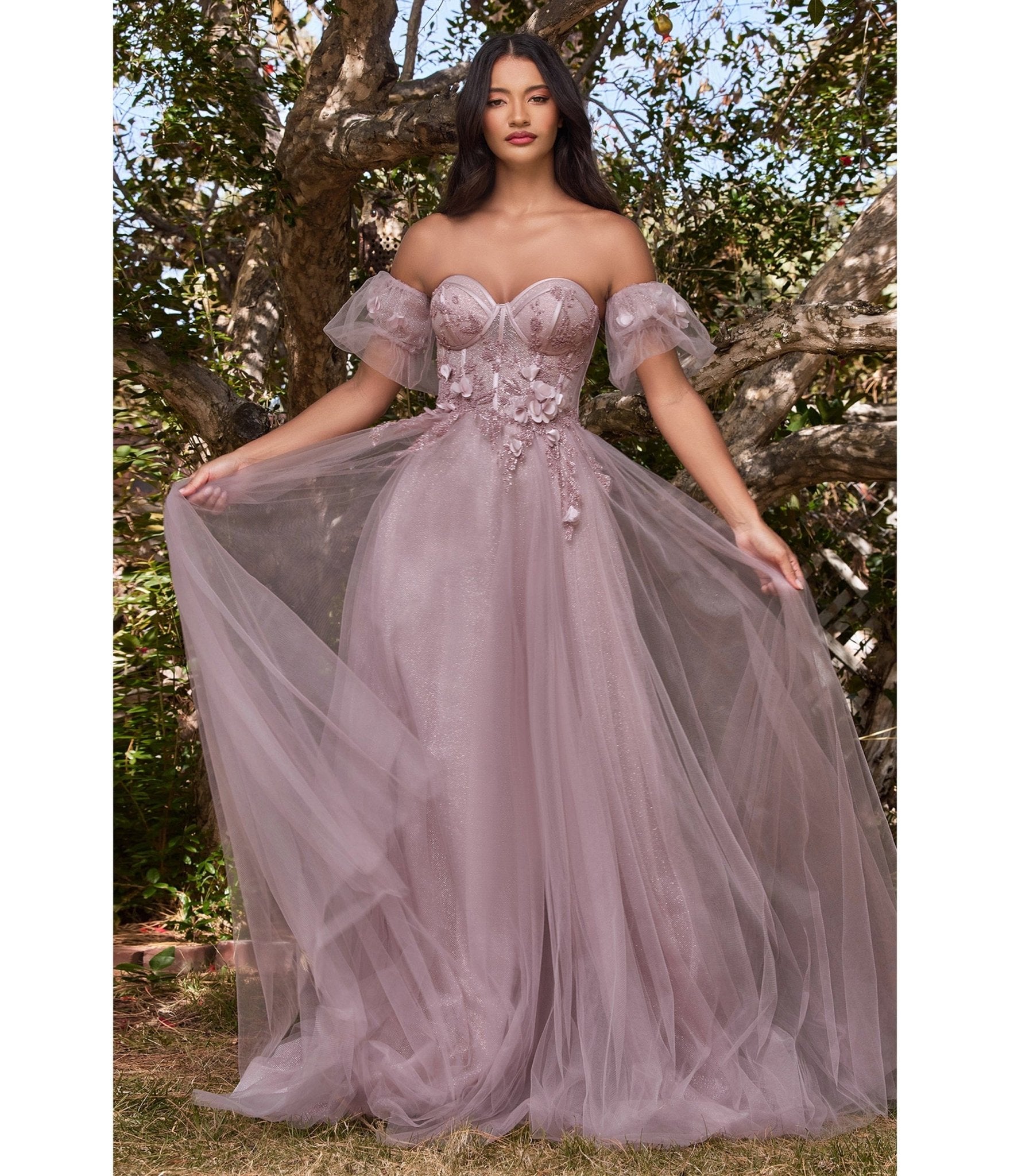 Mauve Floral Fairy Prom Dress - Unique Vintage - Womens, DRESSES, PROM AND SPECIAL OCCASION