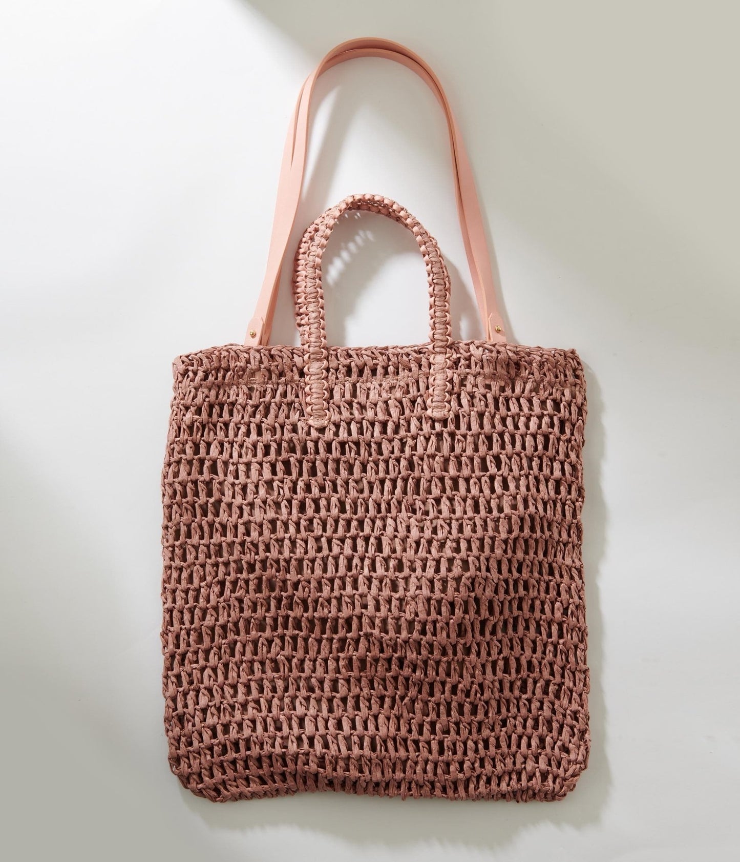 Mauve Pink Straw Tote Bag - Unique Vintage - Womens, ACCESSORIES, HANDBAGS