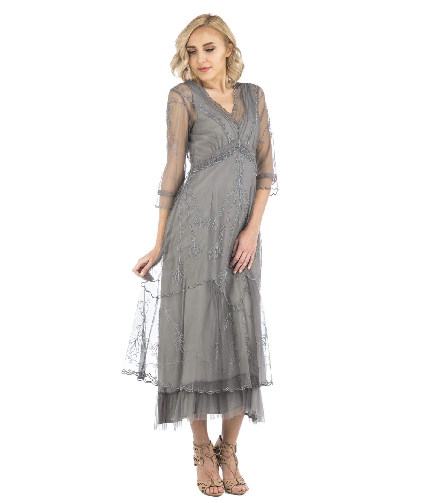 Nataya 1920s Style Smoke Flapper Dress - Unique Vintage - Womens, FLAPPER, DRESSES