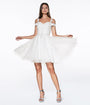 Cinderella Divine  Off White Glitter Tulle Cold Shoulder Homecoming Dress