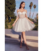 Cinderella Divine  Off White Glitter Tulle Off Shoulder Corset Mini Dress