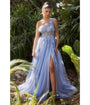 Cinderella Divine  Paris Blue Shimmering One Shoulder Fairytale Bridesmaid Gown