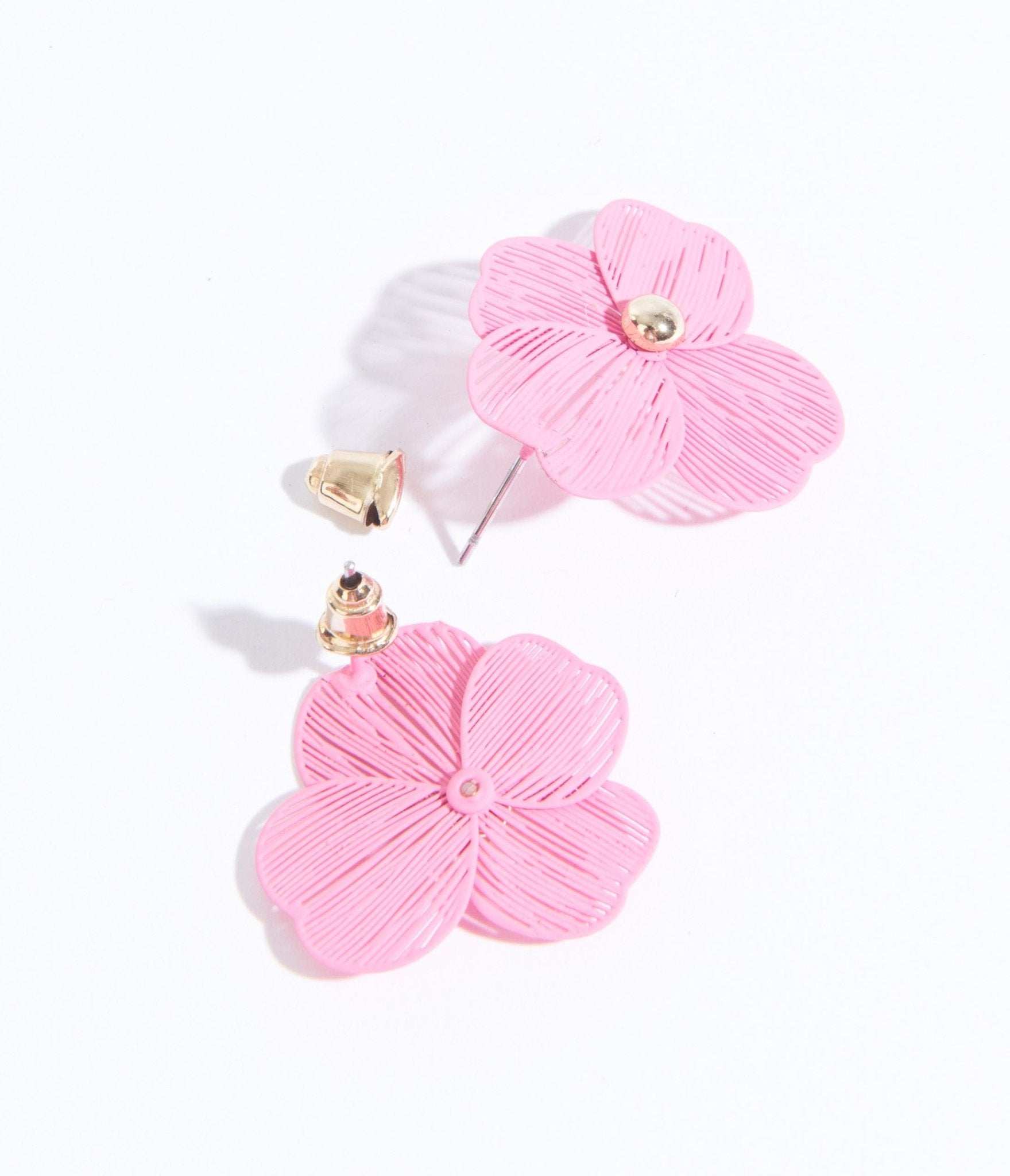 Pink Floral Light Stud Earrings - Unique Vintage - Womens, ACCESSORIES, JEWELRY