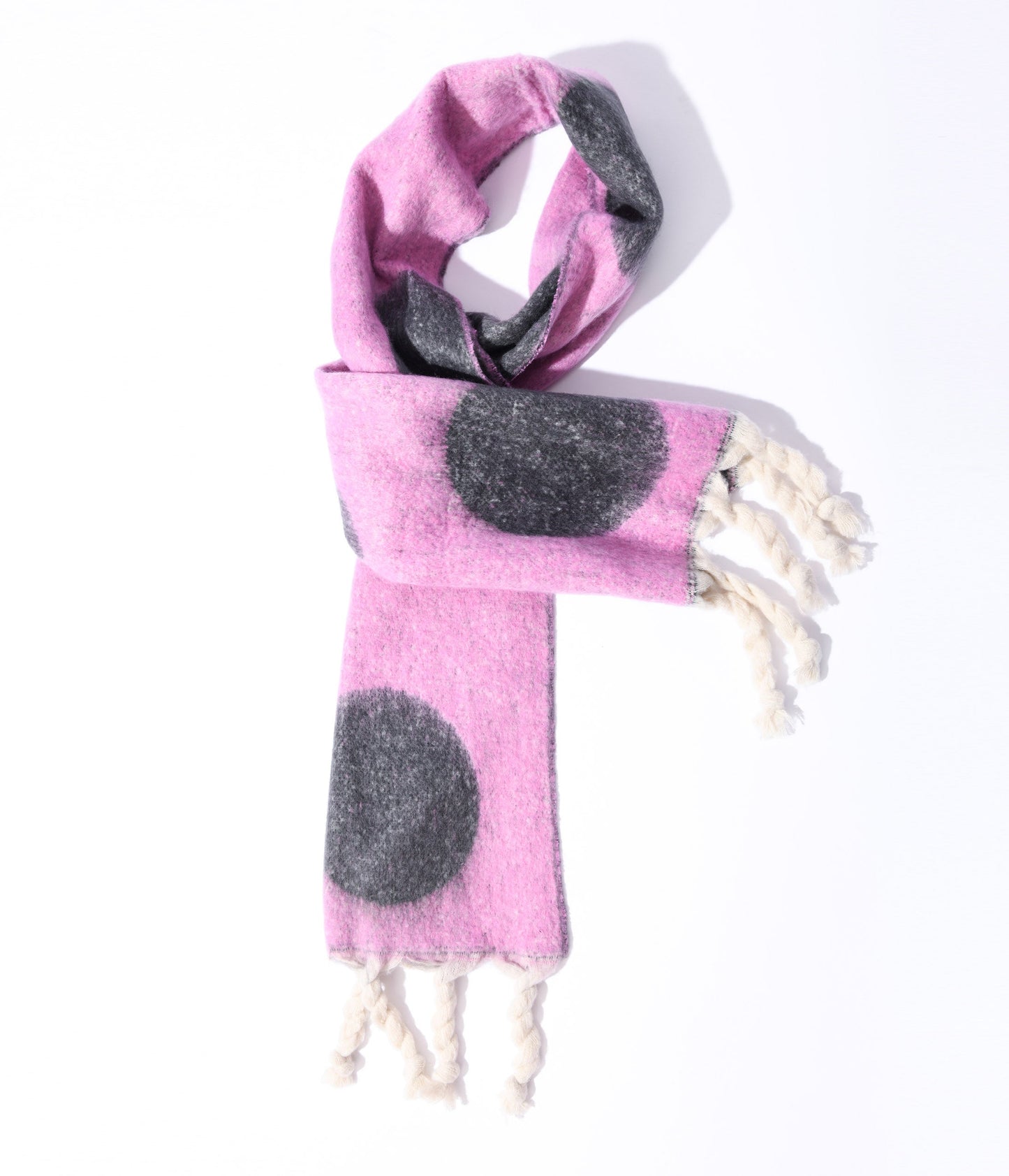 Pink & Grey Large Polka Dot Scarf - Unique Vintage - Womens, ACCESSORIES, GLOVES/SCARVES