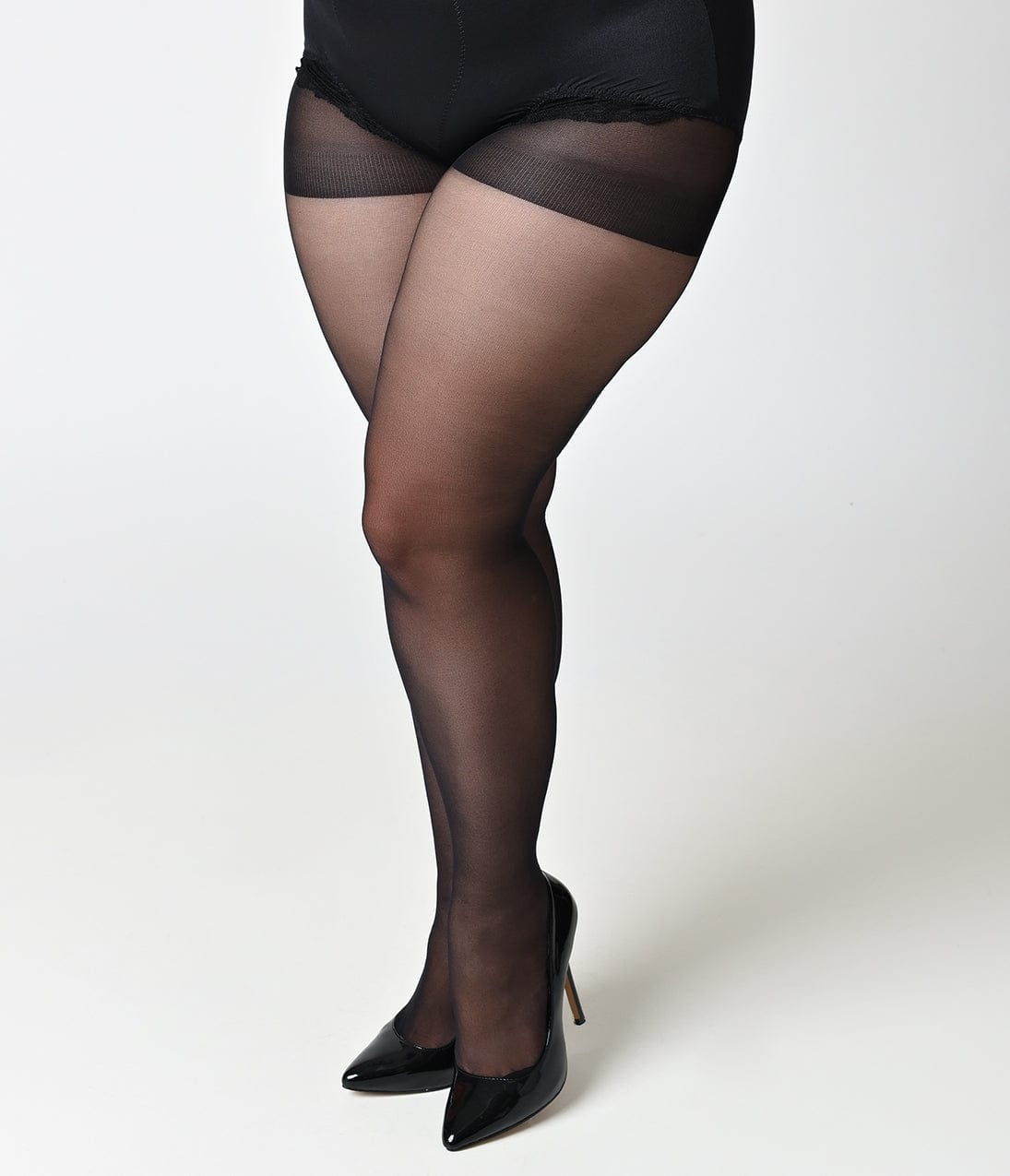 Plus Size Black Sheer Backseam Pantyhose - Unique Vintage - Womens, ACCESSORIES, HOSIERY