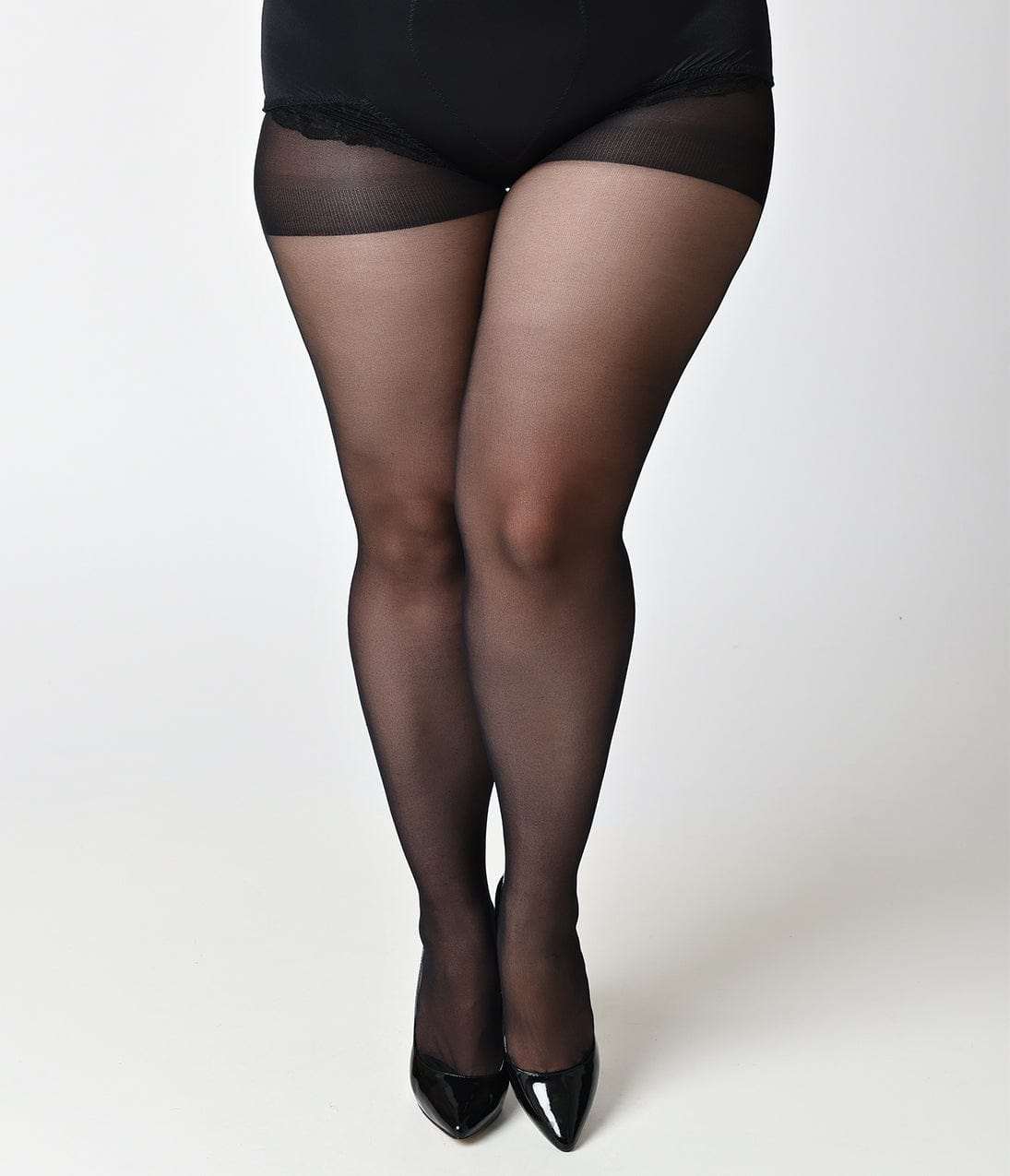 Plus Size Black Sheer Backseam Pantyhose - Unique Vintage - Womens, ACCESSORIES, HOSIERY