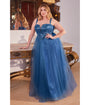 Cinderella Divine  Plus Size Deep Blue Glitter Bodice & Tulle Prom Ball Gown