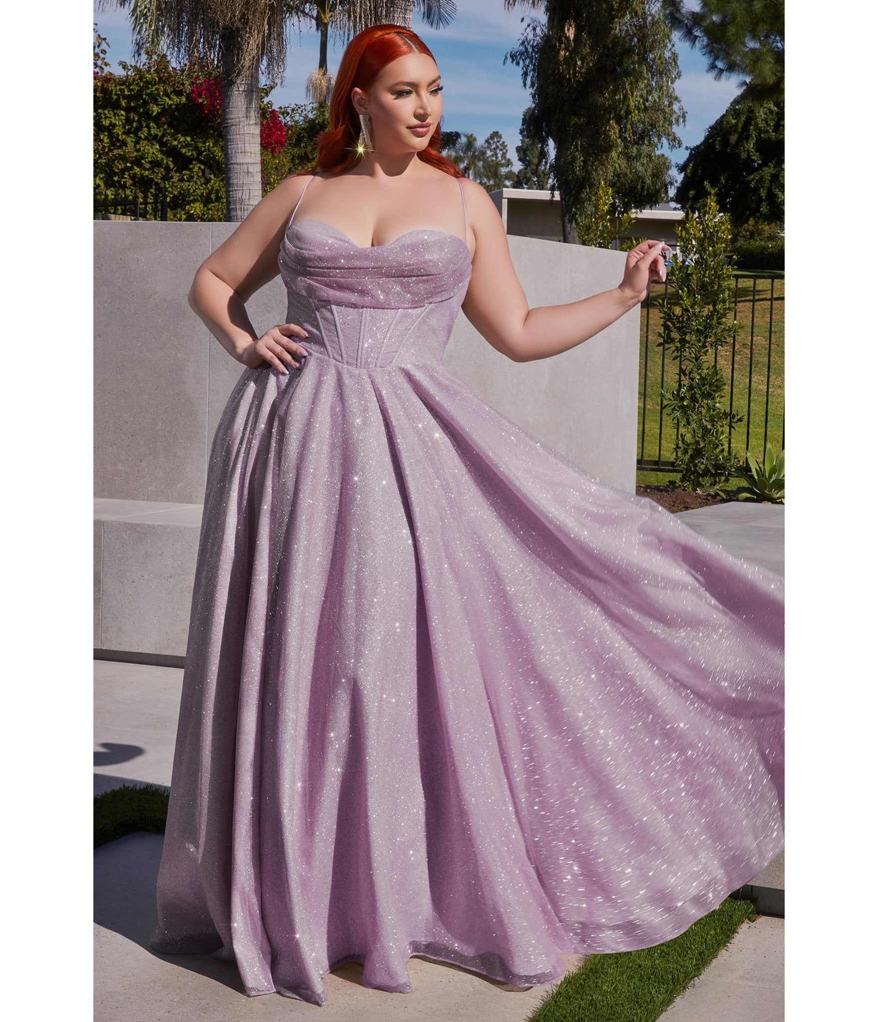 Plus Size Lavender Glitter Corset Prom Ball Gown - Unique Vintage - Womens, DRESSES, PROM AND SPECIAL OCCASION
