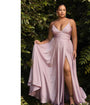 Cinderella Divine  Plus Size Mauve Ruched Satin Mystique Prom Gown