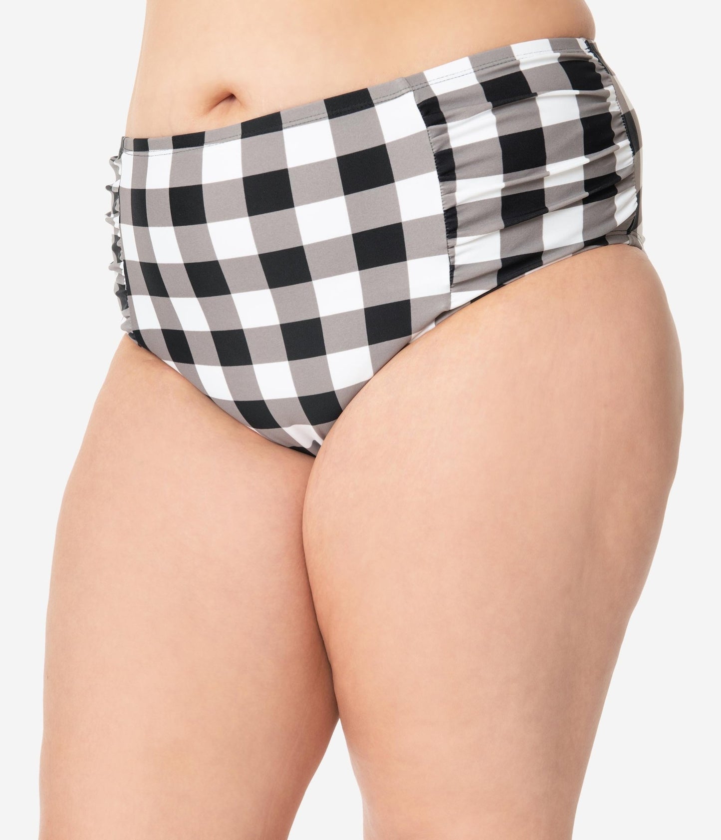 Plus Size Retro Style Black & White Gingham Swim Bottom - Unique Vintage - Womens, SWIM, BOTTOM