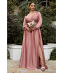 Cinderella Divine  Plus Size Rose Gold Satin Blouson Sleeve Evening Gown