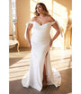Cinderella Divine  Plus Size White Off The Shoulder Trumpet Bridal Gown