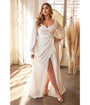 Cinderella Divine  Plus Size White Portrait Satin Bridal Gown