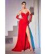 Cinderella Divine  Red Fitted Cutout Evening Gown