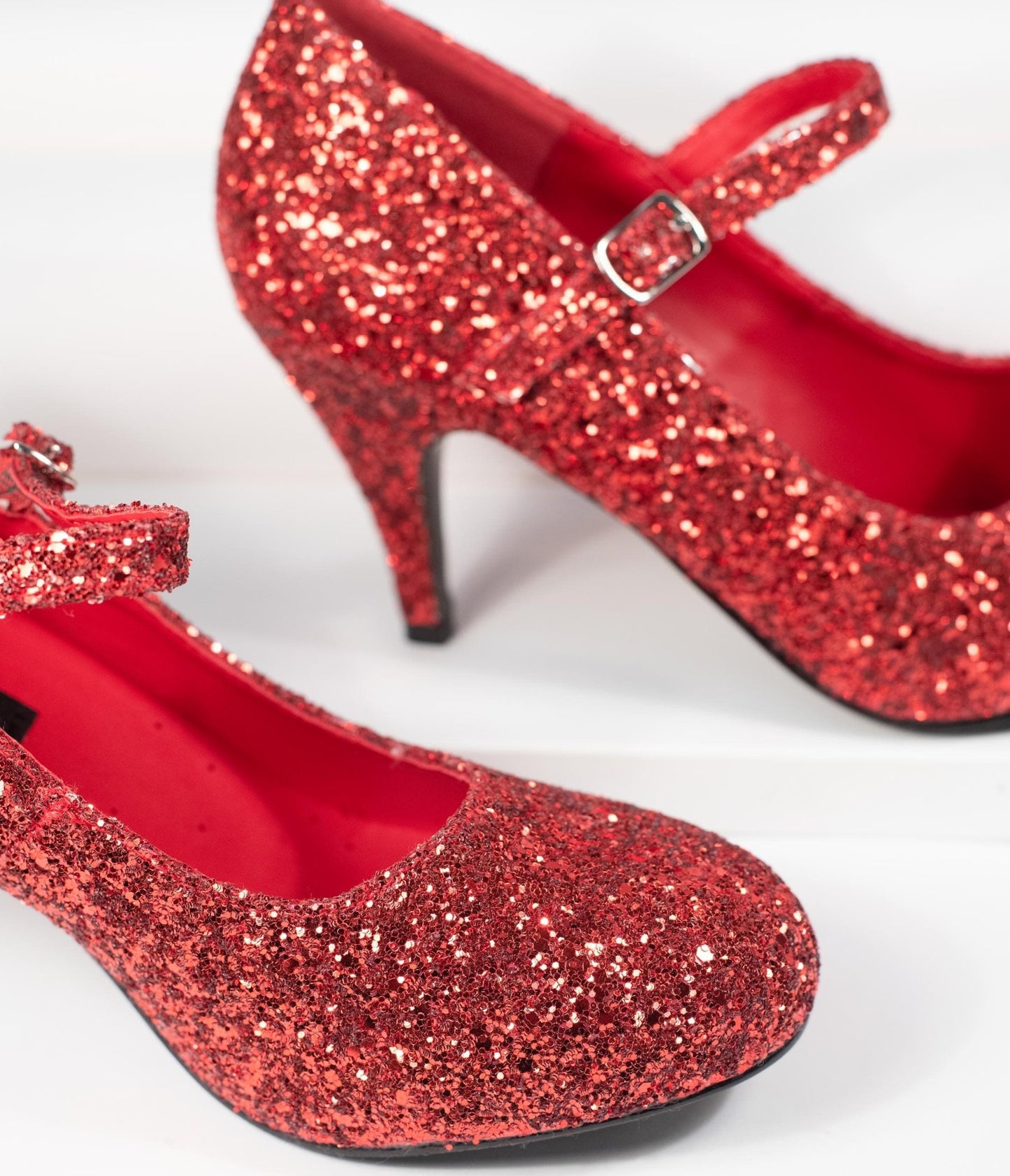 Red Glitter Mary Jane Glinda Heels - Unique Vintage - Womens, SHOES, HEELS