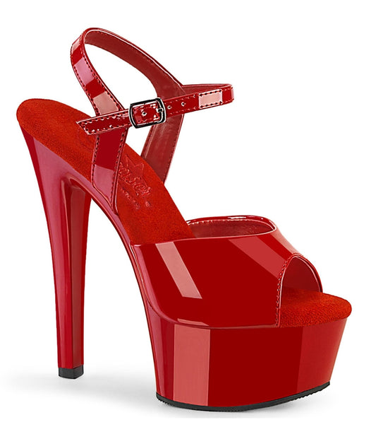 Red Patent Comfort Platform Sandals - Unique Vintage - Womens, SHOES, HEELS