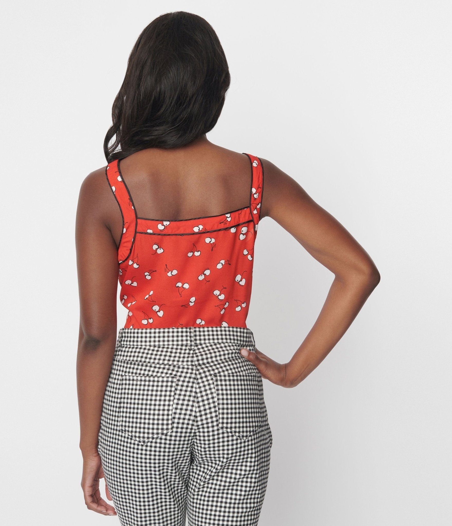 Red & White Cherry Top - Unique Vintage - Womens, TOPS, WOVEN TOPS