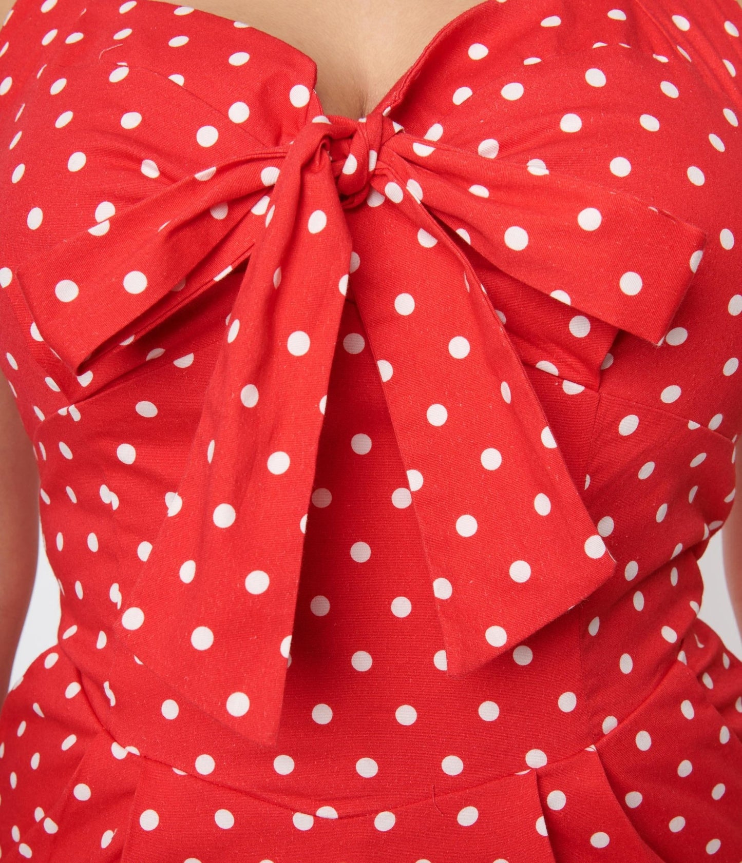 Red & White Polka Wiggle Dress - Unique Vintage - Womens, DRESSES, WIGGLE