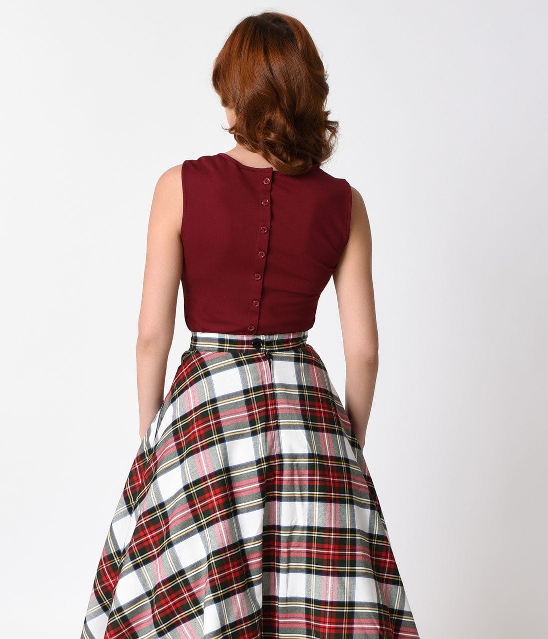 Retro Burgundy Sleeveless Basic Instinct Keyhole Top - Unique Vintage - Womens, TOPS, KNIT TOPS