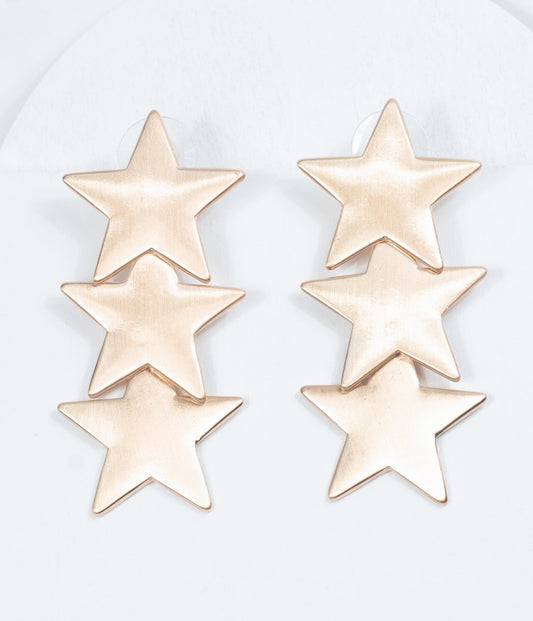 Retro Style Gold Stars Drop Earrings - Unique Vintage - Womens, ACCESSORIES, JEWELRY