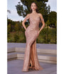 Cinderella Divine  Rose Gold Sequin Cold Shoulder Bridesmaid Gown