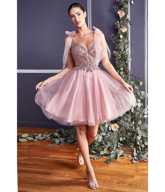 Rose Gold Shimmer Tulle Flare Prom Dress - Unique Vintage - Womens, DRESSES, PROM AND SPECIAL OCCASION