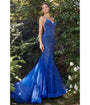 Cinderella Divine  Royal Blue Chromatic Floral Mermaid Bridesmaid Dress