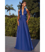 Cinderella Divine  Royal Blue Satin Convertible Halter Evening Gown