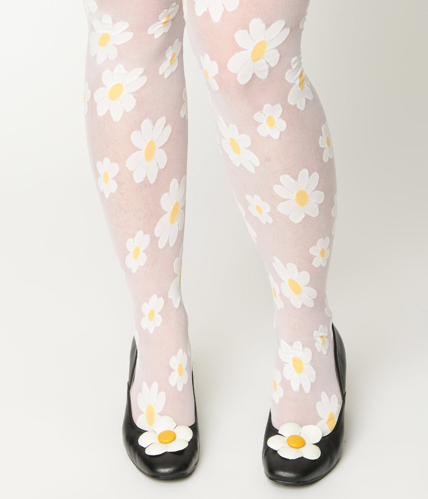 Sheer White Daisy Tights - Unique Vintage - Womens, ACCESSORIES, HOSIERY