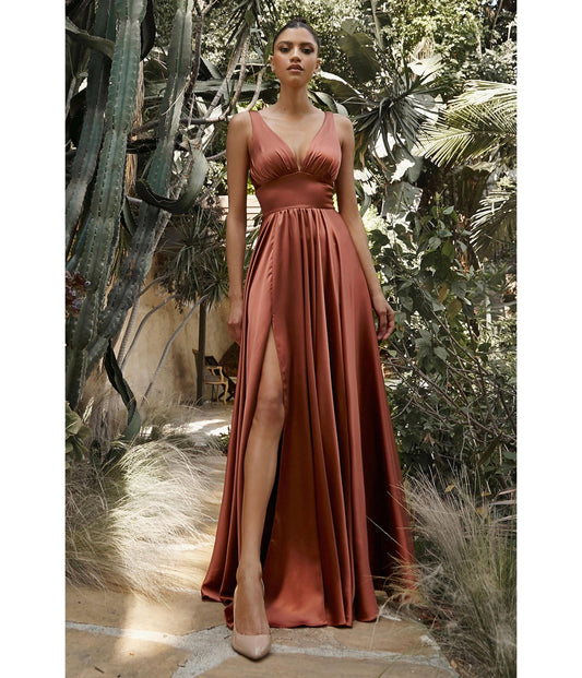 Sienna Glamour Satin A-Line Bridesmaid Dress - Unique Vintage - Womens, DRESSES, PROM AND SPECIAL OCCASION