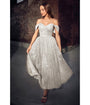 Cinderella Divine Off White Glitter Off The Shoulder Tea Length Gown