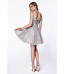 Cinderella Divine  Silver Glitter Tulle Cold Shoulder Homecoming Dress