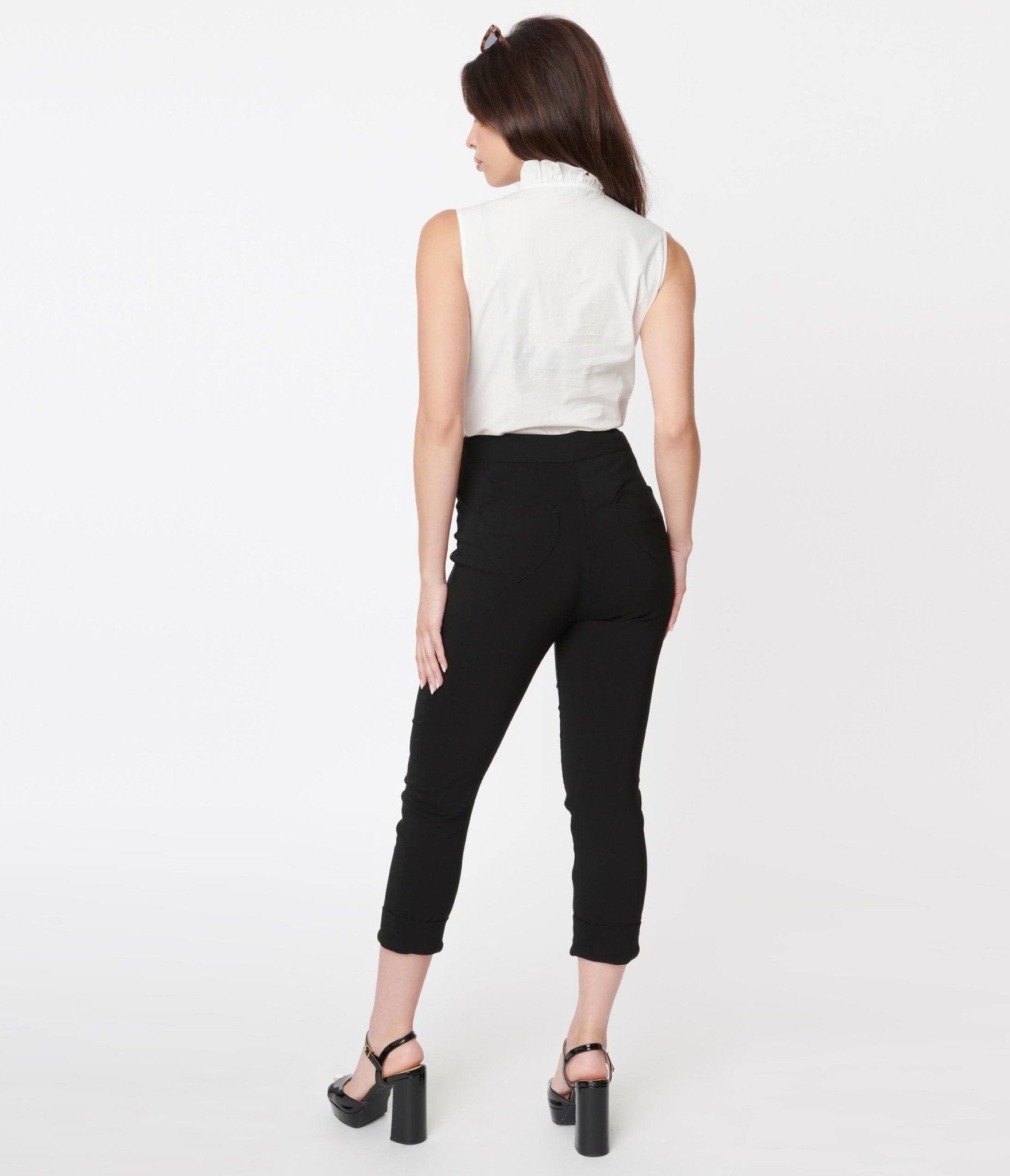 Smak Parlour Black Heart Pocket Smarty Pants Capris - Unique Vintage - Womens, BOTTOMS, CAPRI