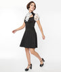 Smak Parlour Black & White Cat Burnout Flare Dress
