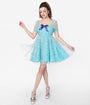 Smak Parlour Blue & Multi Star Puff Sleeve Babydoll Dress