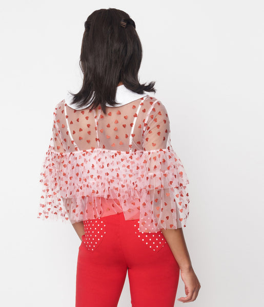 pink glitter mesh top