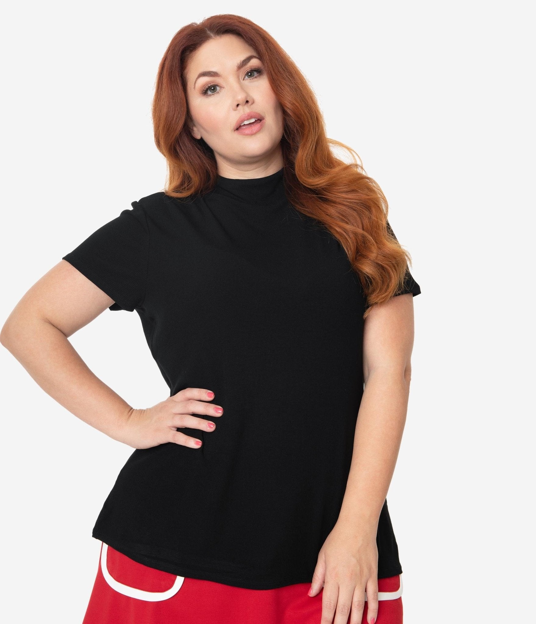 Smak Parlour Plus Size Black Mock Turtleneck It Girl Top - Unique Vintage - Womens, TOPS, KNIT TOPS