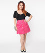 Smak Parlour Plus Size 1970s Hot Pink Corduroy Campus Mini Skirt