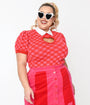 Smak Parlour Plus Size Red & Pink Bias Gingham Heart Sweater