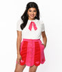 Smak Parlour Red & Pink Love Corduroy Mini Skirt