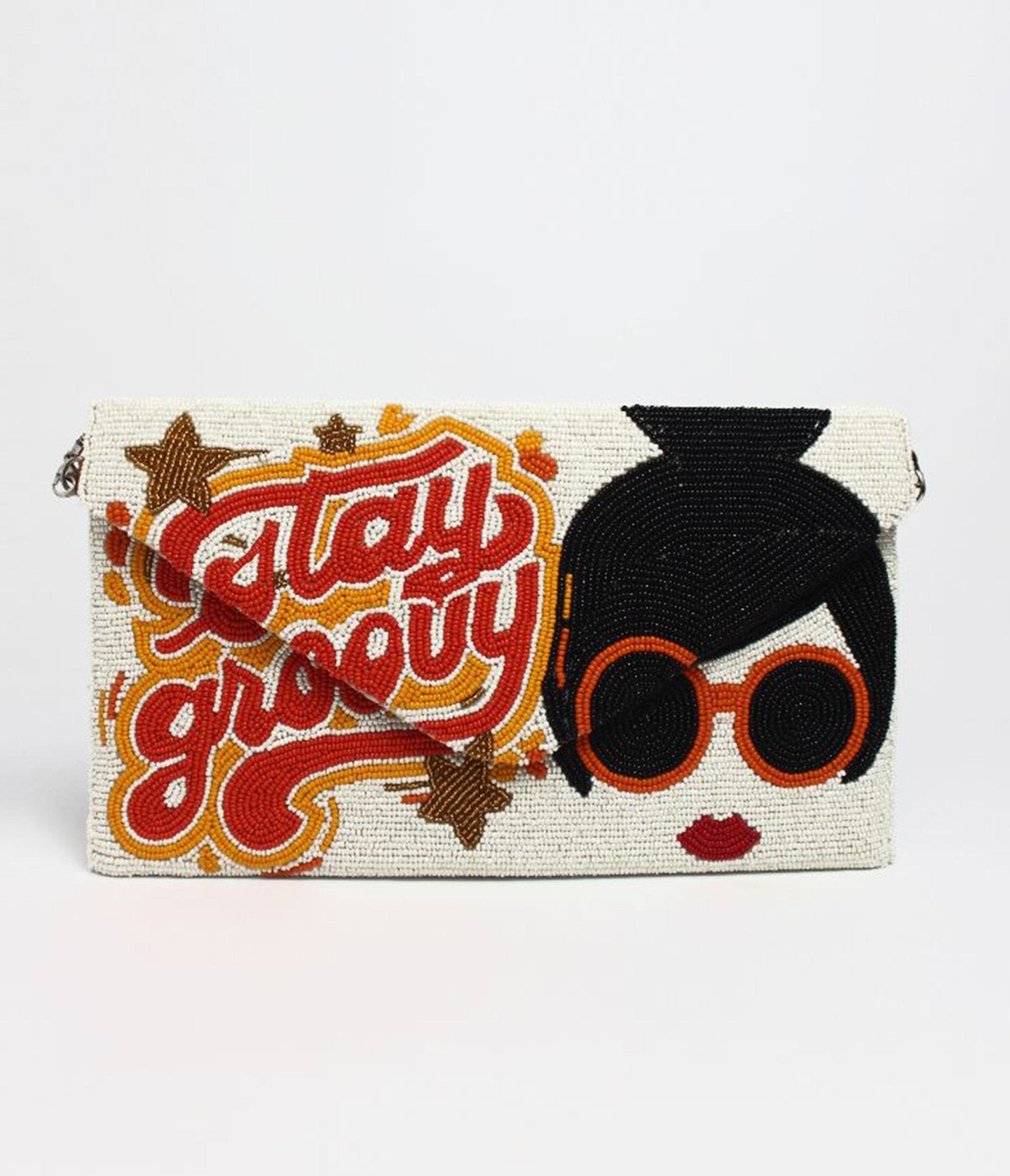 Stay Groovy Beaded Clutch - Unique Vintage - Womens, ACCESSORIES, HANDBAGS