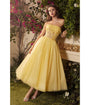 Cinderella Divine  Sunshine Yellow Chiffon Royal Tea Length Bridesmaid Dress